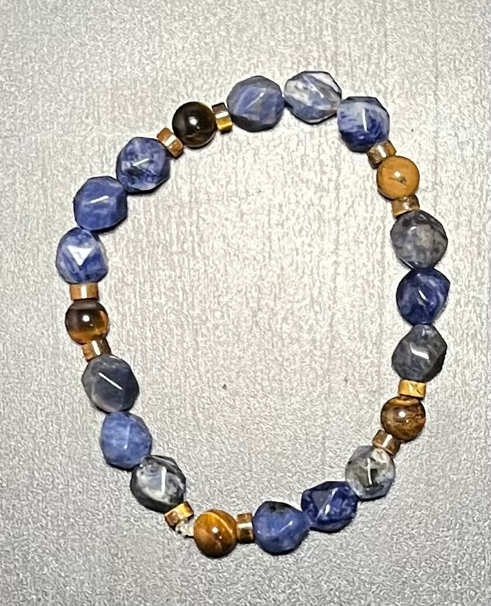 Sodalite & tiger’s eye stone bracelet set
