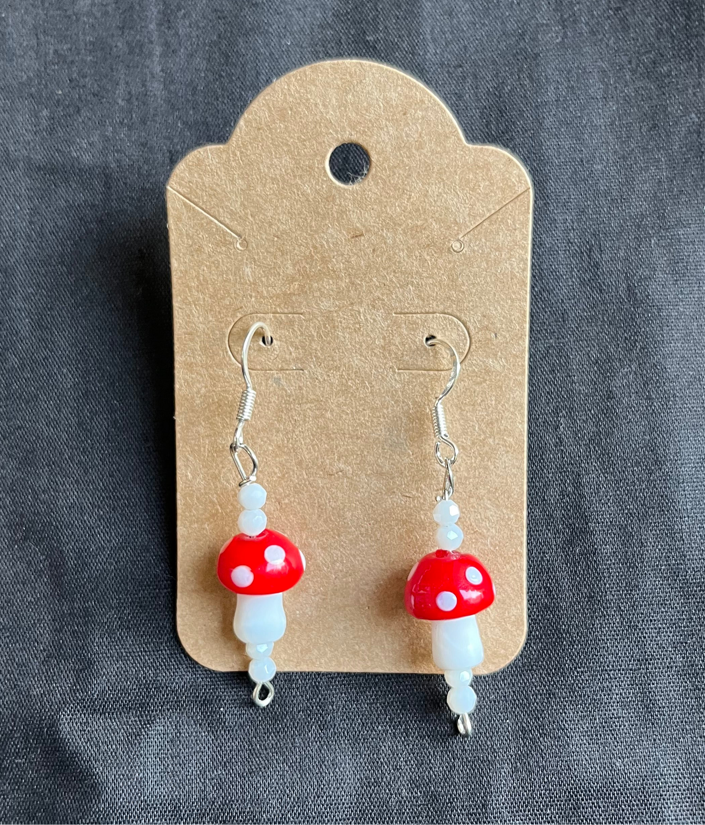 Red & white mushroom earrings