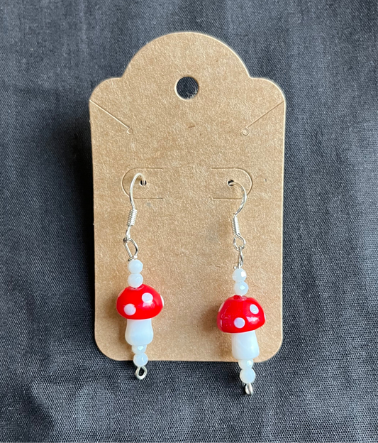 Red & white mushroom earrings