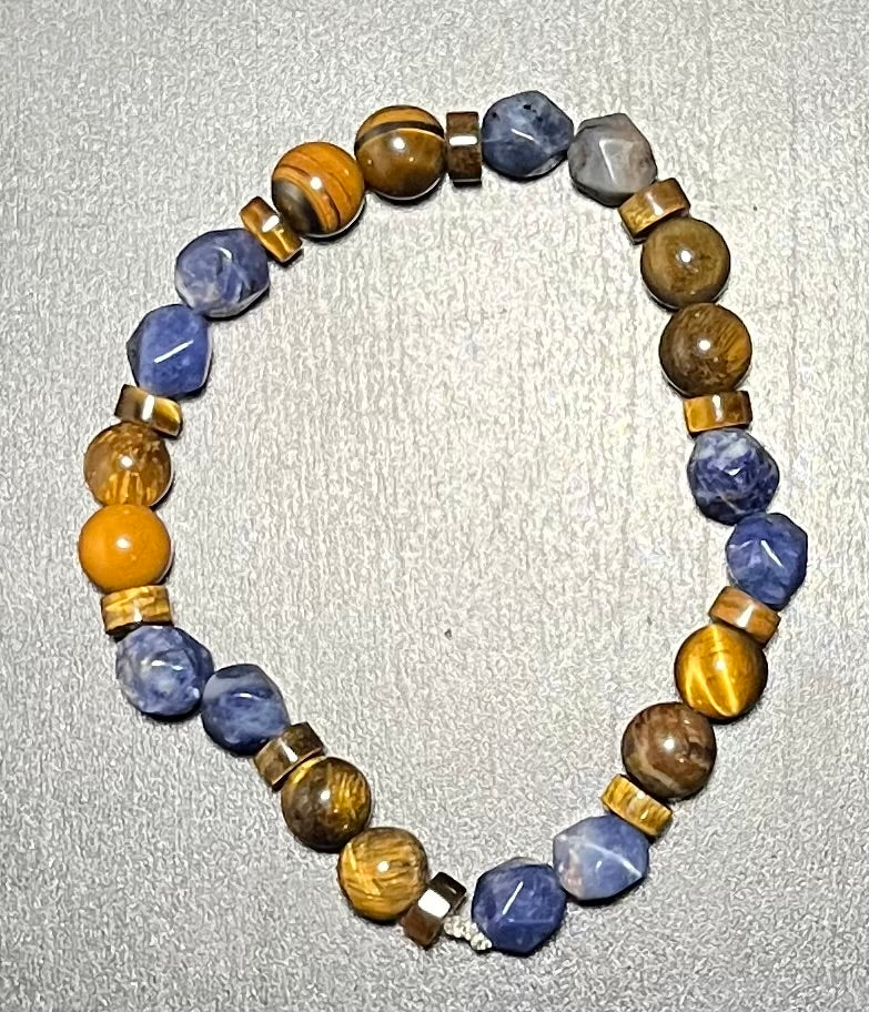 Sodalite & tiger’s eye stone bracelet set